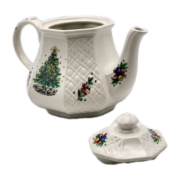 Sadler England Teapot Christmas Eve Salem Tree Vintage Ceramic w/ Lid - Picture 8 of 16